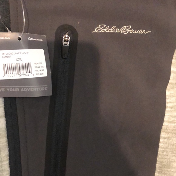 EDDIE BAUER Oatmeal & Charcoal Grey 1/4 Zip Pullover Fleece 2XL NWT - Picture 4 of 8